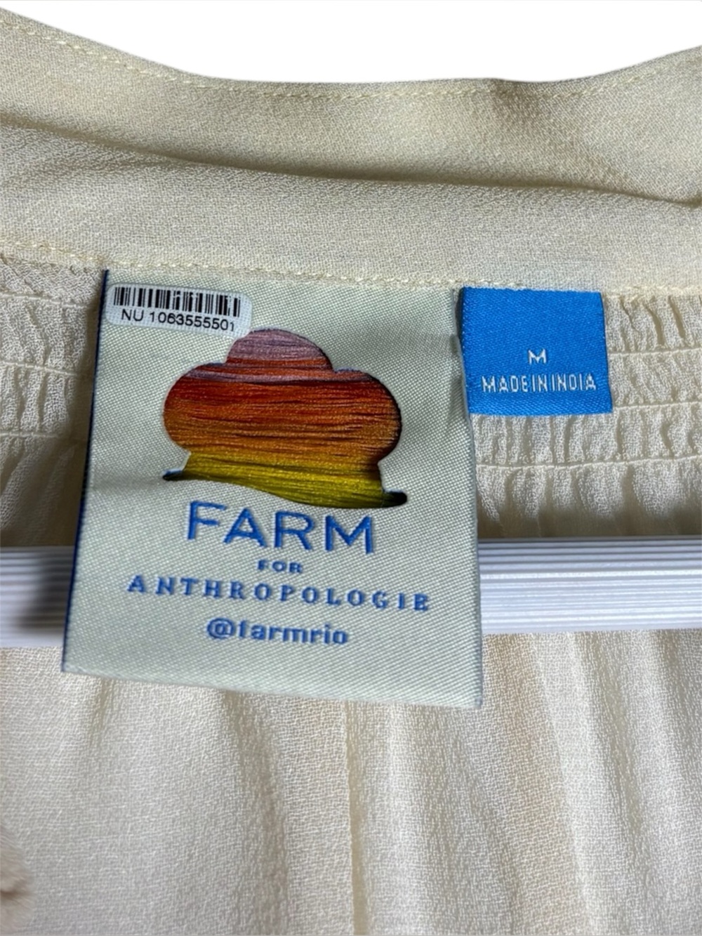 Farm Rio for Anthropologie Puff-Sleeve Boat-Neck Blouse Size M - Picture 8 of 9